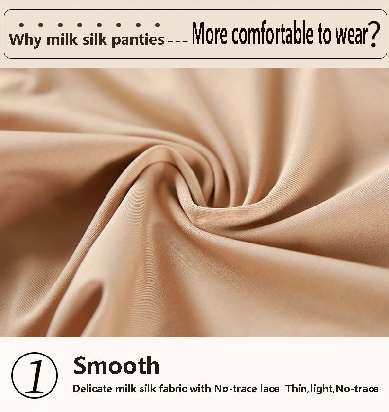 2025 Newest High Waist Lace Plus Size Panties Women Milk Silk Big Size Briefs Intimates Female Underwear Black Pink 2XL 3XL 4XL