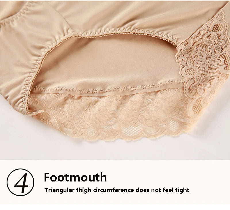 2025 Newest High Waist Lace Plus Size Panties Women Milk Silk Big Size Briefs Intimates Female Underwear Black Pink 2XL 3XL 4XL