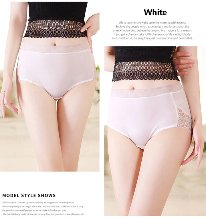 2025 Newest High Waist Lace Plus Size Panties Women Milk Silk Big Size Briefs Intimates Female Underwear Black Pink 2XL 3XL 4XL