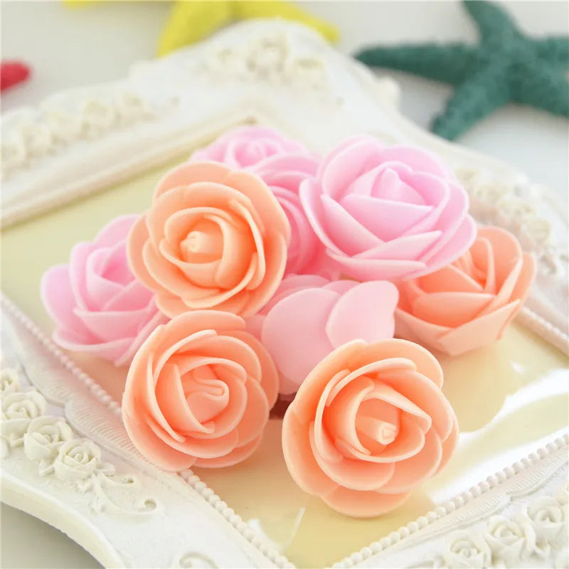 Mini Foam Rose Flower Heads