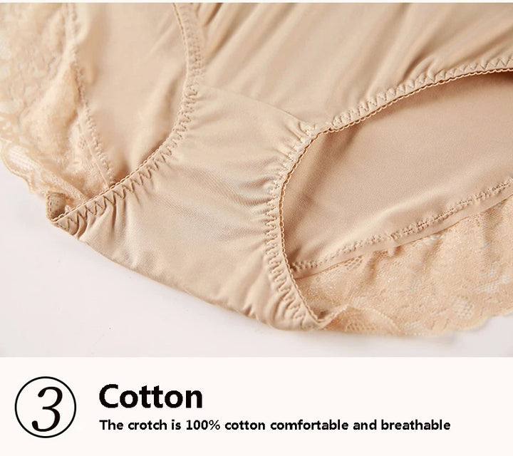 2025 Newest High Waist Lace Plus Size Panties Women Milk Silk Big Size Briefs Intimates Female Underwear Black Pink 2XL 3XL 4XL