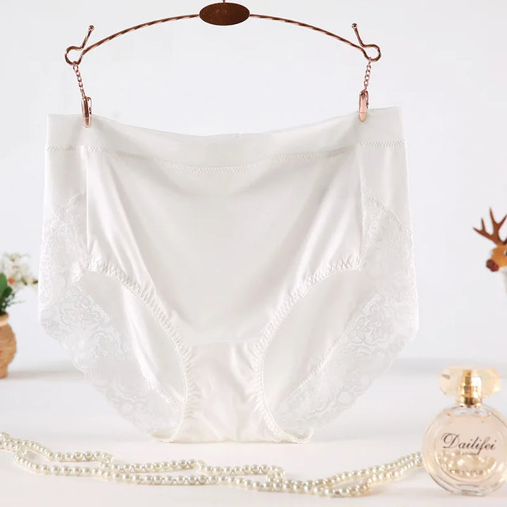 2025 Newest High Waist Lace Plus Size Panties Women Milk Silk Big Size Briefs Intimates Female Underwear Black Pink 2XL 3XL 4XL