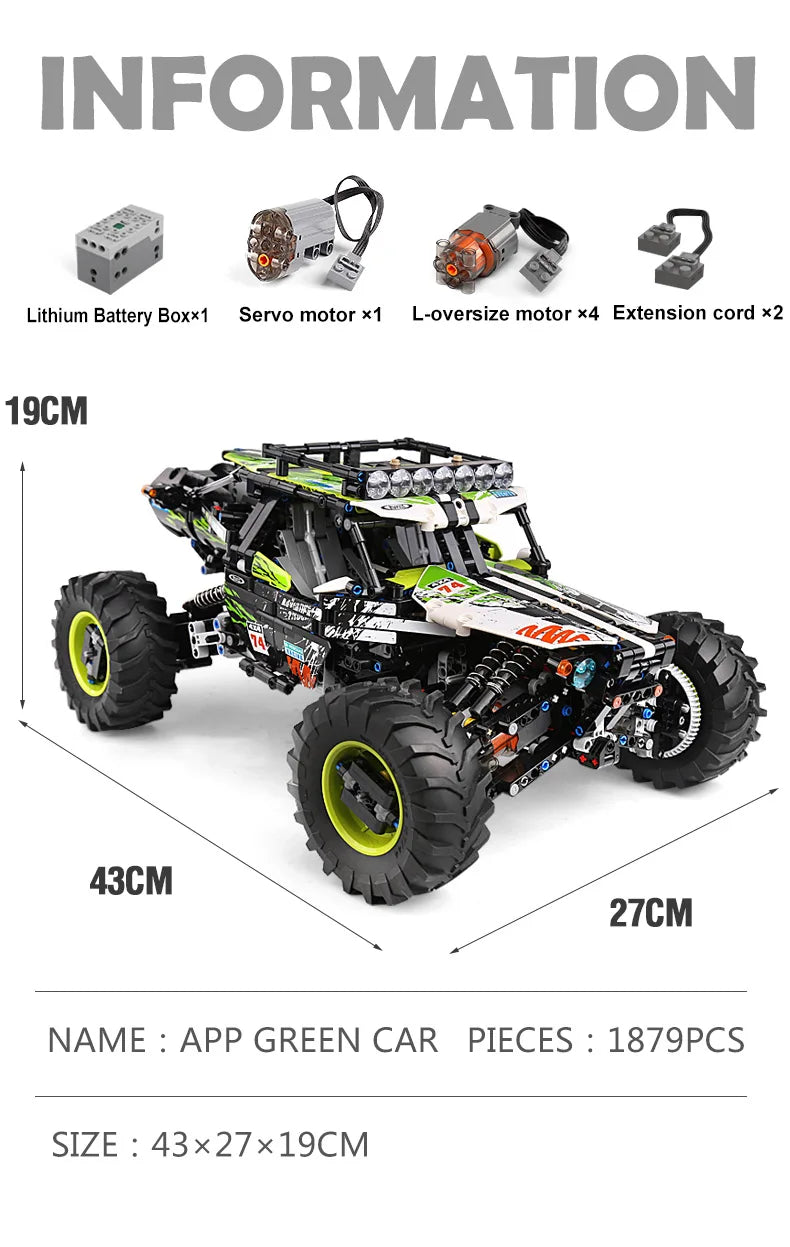 MOULD KING 18002 Technical RC Car Toys For Boys Building Blocks Remote Control Off-Road Car Terrain Climbing Buggy Truck Gifts