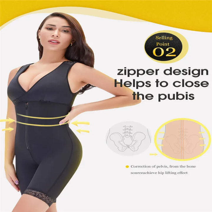 Zip Waist Lace Slimming Shaper Corset Control Shapewear Butt Lifter Strap Body Shaper Underwear Bodysuit Women Plus Size S-6xl