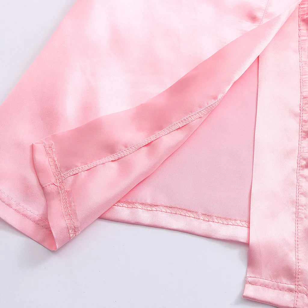 Children Summer Toddler Baby Kids Solid Silk Satin Kimono Robes Bathrobe Girls Sleepwear Clothes Baby Birthday Party Bathrobe