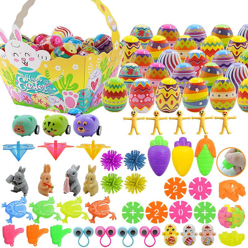 Children's Day Easter Egg Kids Building Blocks Blind Box Cartoon Rabbit Decompression Color Film Puzzle Egg Engineering Car Toys