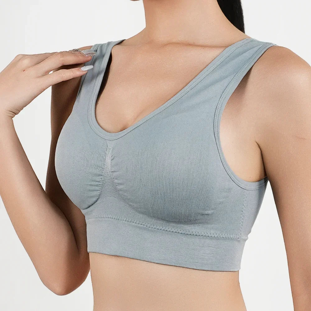 Women Breathable Sports Bra Absorb Sweat Shockproof Padded Gym Running Fitness Double Layer Seamless Yoga Sports Bras Underwear