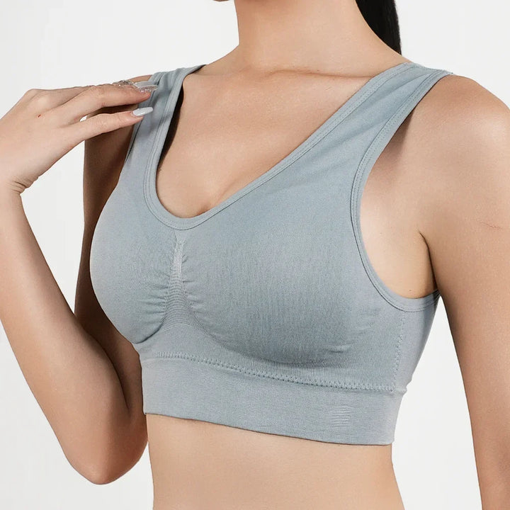 Women Breathable Sports Bra Absorb Sweat Shockproof Padded Gym Running Fitness Double Layer Seamless Yoga Sports Bras Underwear