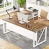Executive L-Shaped Office Desk with File Cabinet
