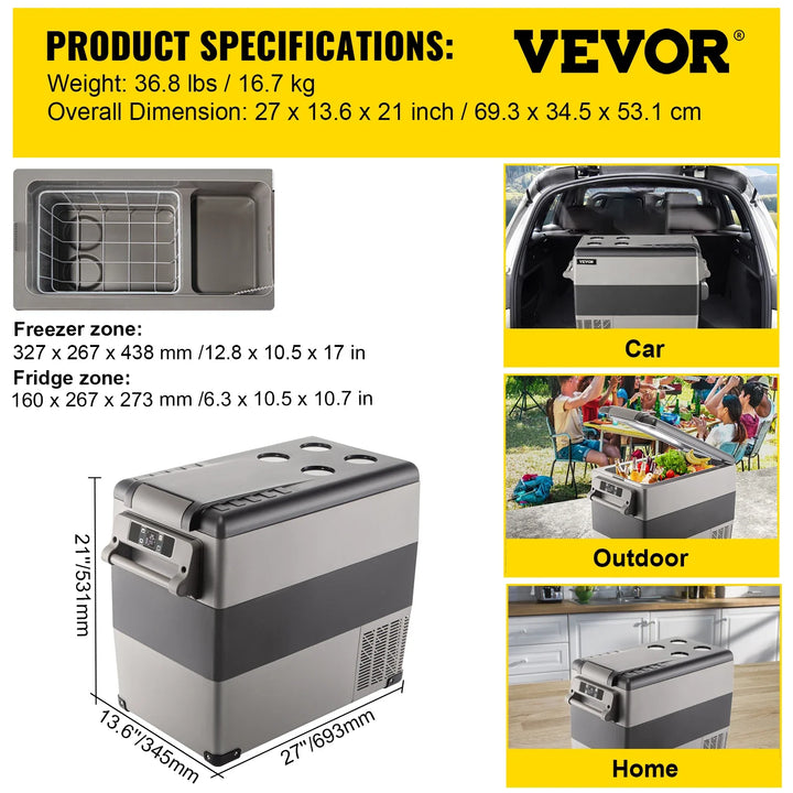 12 Volt VEVOR Car Mini Refrigerator for Camping