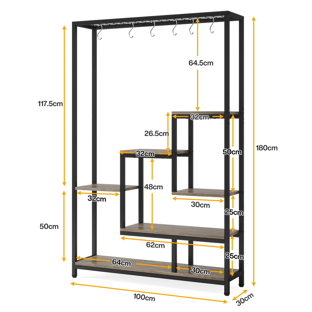 Tribesigns 5 Tiers Tall Indoor Plant Stand 70.9 inches Large Metal Plant Shelf with 10 PC S Hanging Hooks for Garden