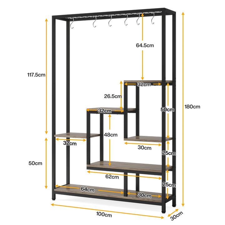 Tribesigns 5 Tiers Tall Indoor Plant Stand 70.9 inches Large Metal Plant Shelf with 10 PC S Hanging Hooks for Garden