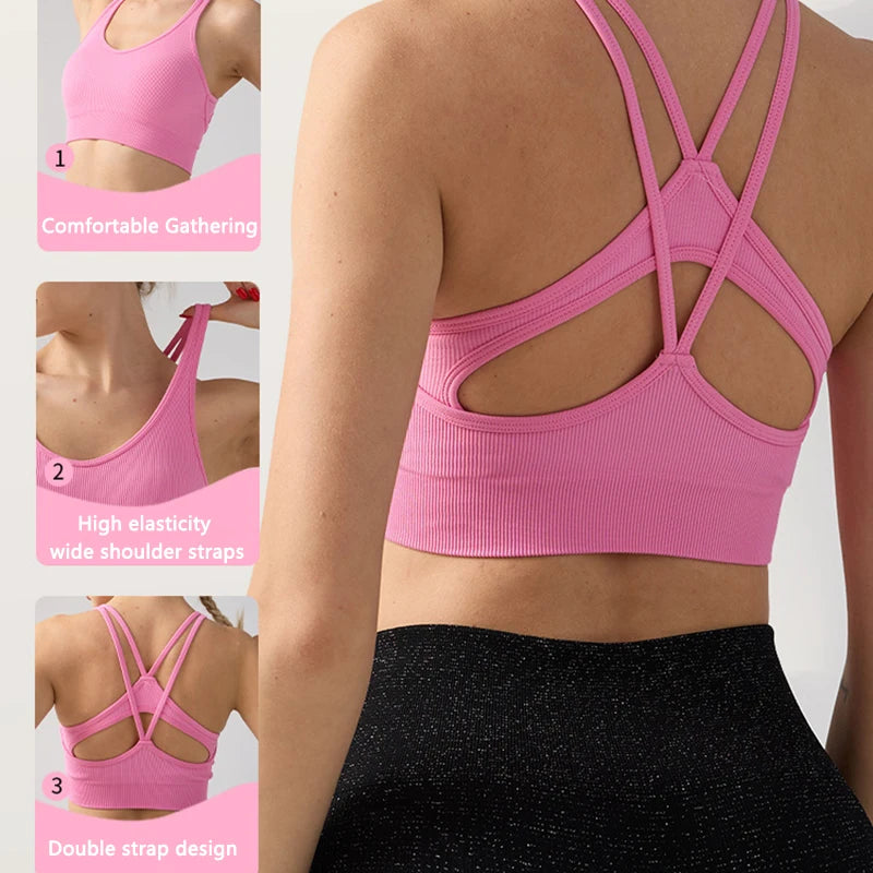 Fitness Sports Underwear Cross Back Non-slip Straps Anti-sagging Three-dimensional Breast Pads Body Shaping Yoga Exercise