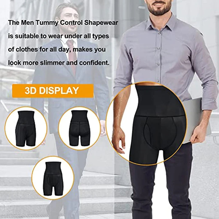 Men High Waisted Tummy Control Shorts Shapewear Slimming Training Body Shaper Girdle Compression Padded Underwear Boxer Briefs