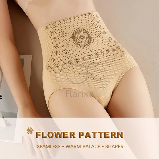 Flarixa High Waist Seamless Shaping Briefs Slimming Panties Women Faja Postpartum Abdominal Pants Body Shaper Underwear Slimmer