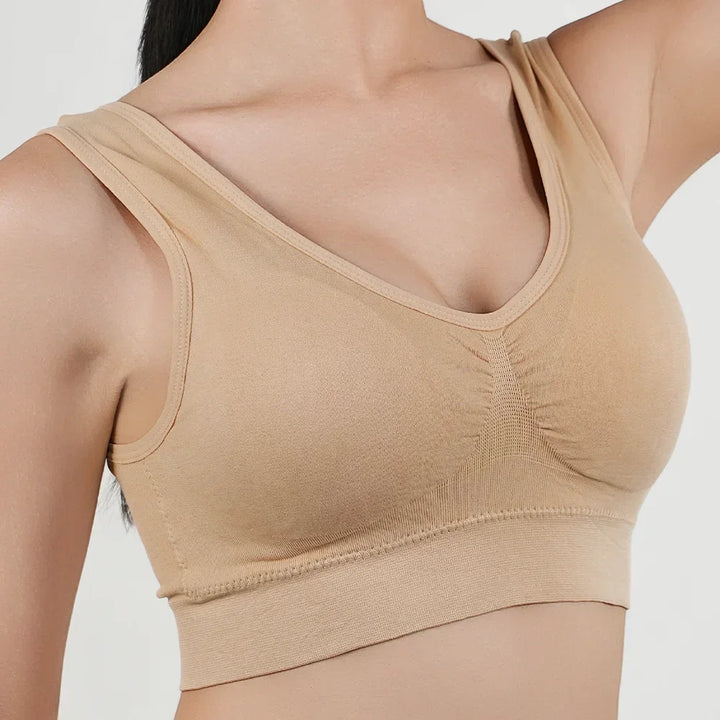 Women Breathable Sports Bra Absorb Sweat Shockproof Padded Gym Running Fitness Double Layer Seamless Yoga Sports Bras Underwear