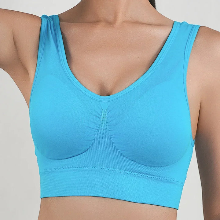 Women Breathable Sports Bra Absorb Sweat Shockproof Padded Gym Running Fitness Double Layer Seamless Yoga Sports Bras Underwear