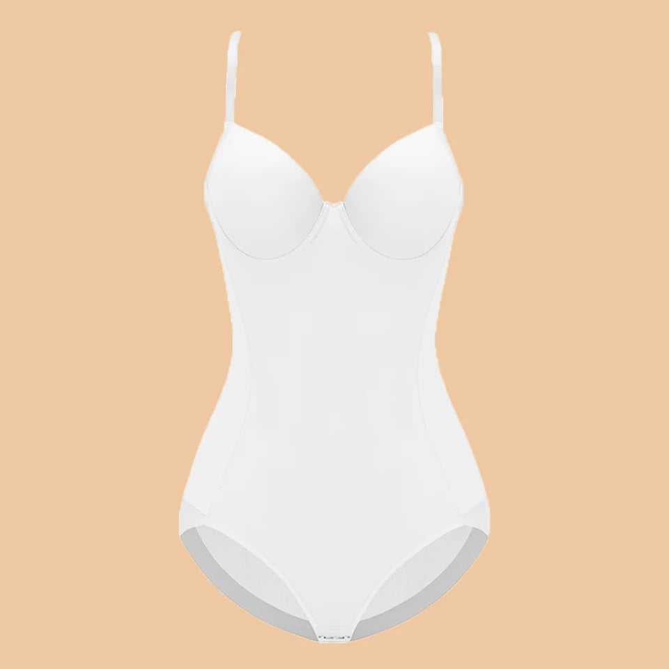 Underwire White Bodysuit Women Shapers Stretch Solid Color Silky Underwear Shapewear