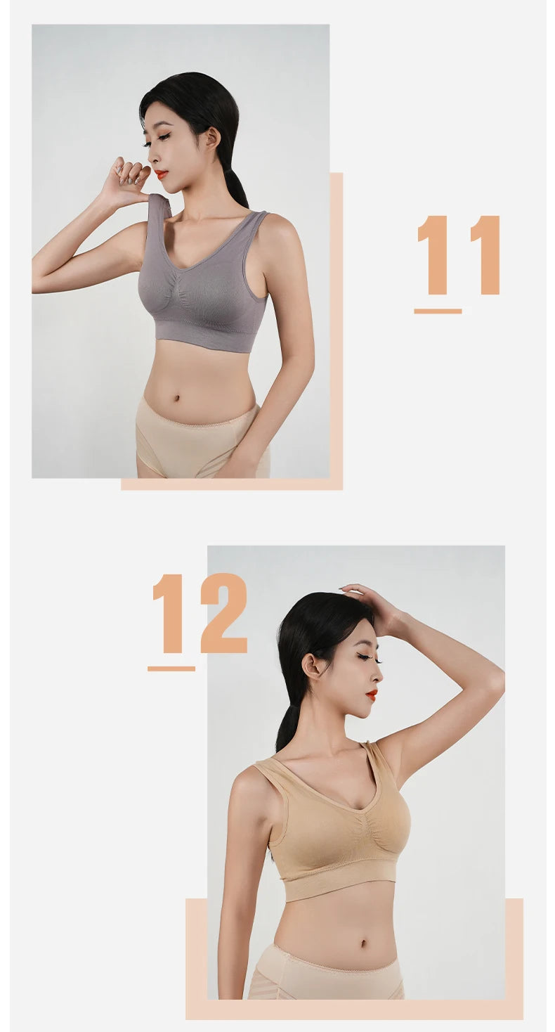 Women Breathable Sports Bra Absorb Sweat Shockproof Padded Gym Running Fitness Double Layer Seamless Yoga Sports Bras Underwear