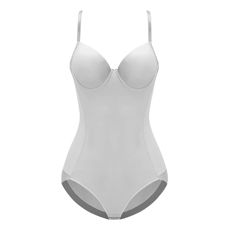 Underwire White Bodysuit Women Shapers Stretch Solid Color Silky Underwear Shapewear