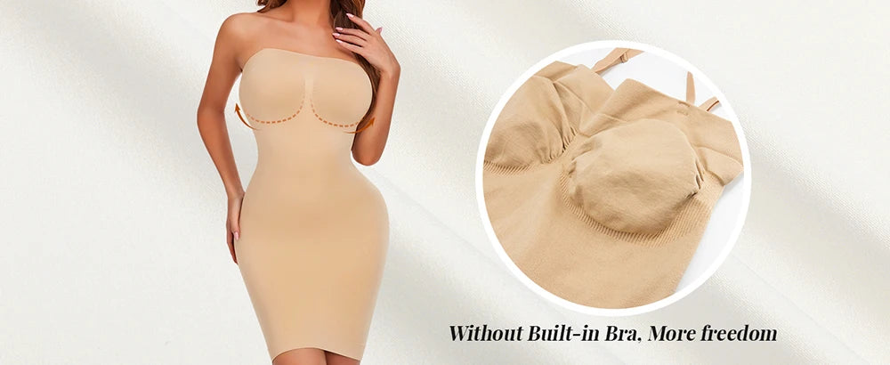 Strapless Shapewear Slip for Women Under Dress Full Slips Dress Tummy Control Camisole Body Shaper Seamless Corset Underwear