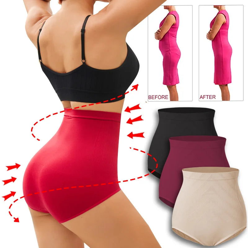 3PCS Women Seamless Shapewear Panties High Waist Slimming Briefs Female Butt Lifter Underwear Ladies Tummy Control Sexy Lingerie