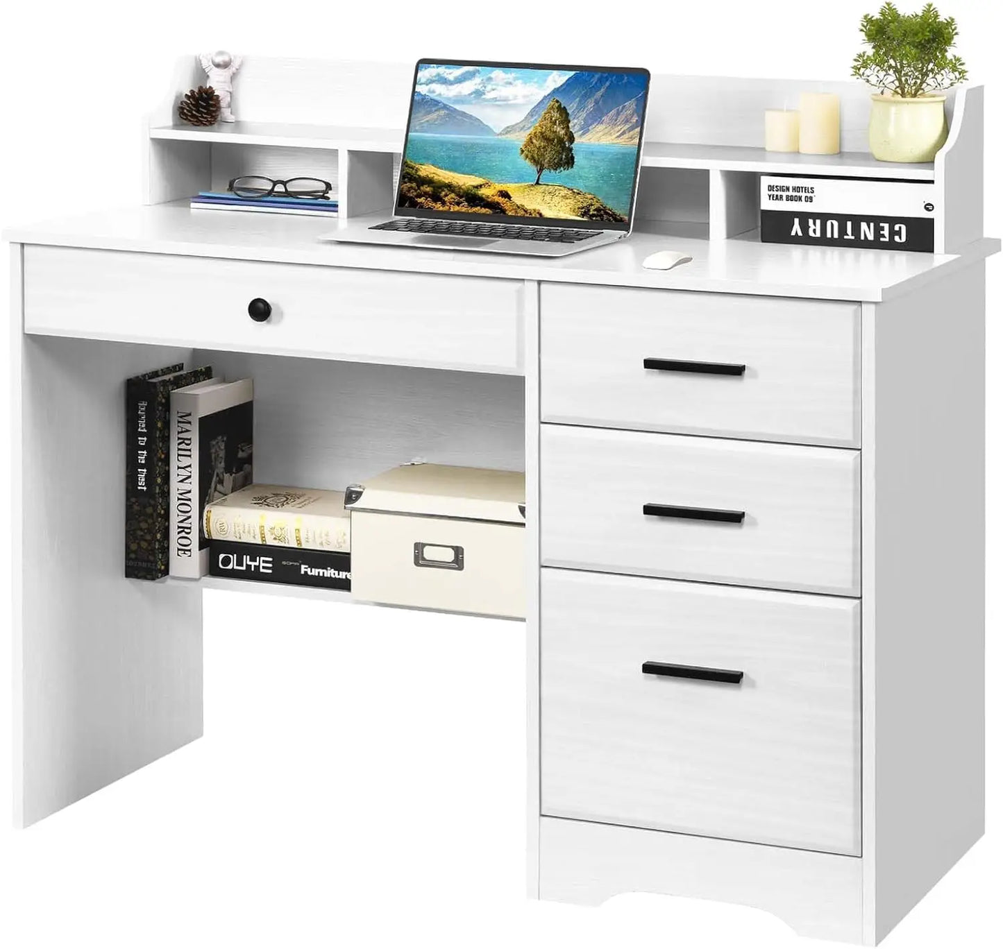 White Office Desk with 4 Drawers