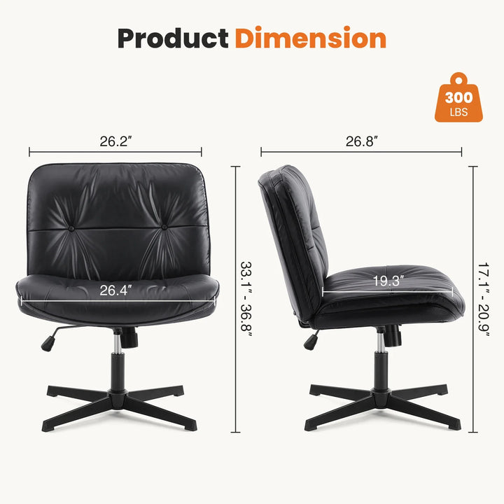 JHK Armless PU Leather Office Chair