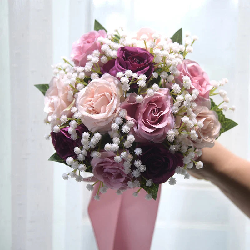 Bridal Bridesmaid Silk Peony Rose Bouquet