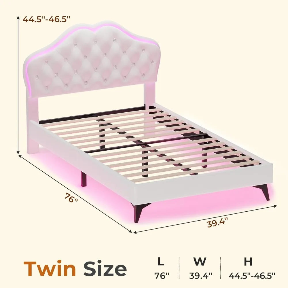 Twin LED Velvet Bed Frame