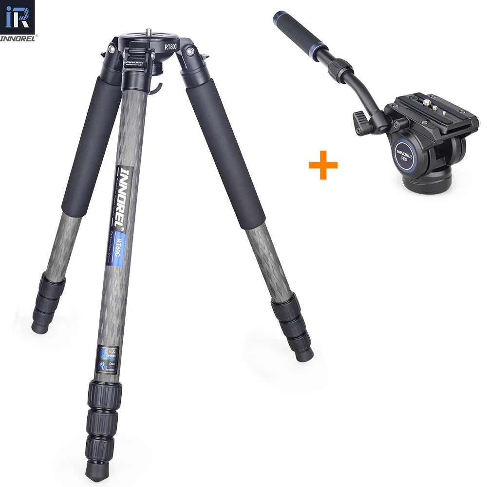 INNOREL RT80C Carbon Fiber Camera Tripod Professional Birdwatching Heavy Duty Tripod 75mm Bowl Adapter for DSLR Video Camcorder