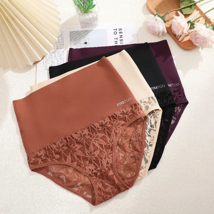 2PCS/Set Women High Waist Shapewear Panties Seamless Slimming Briefs Female Butt Lifter Tummy Underwear Hollow Breathable Panty