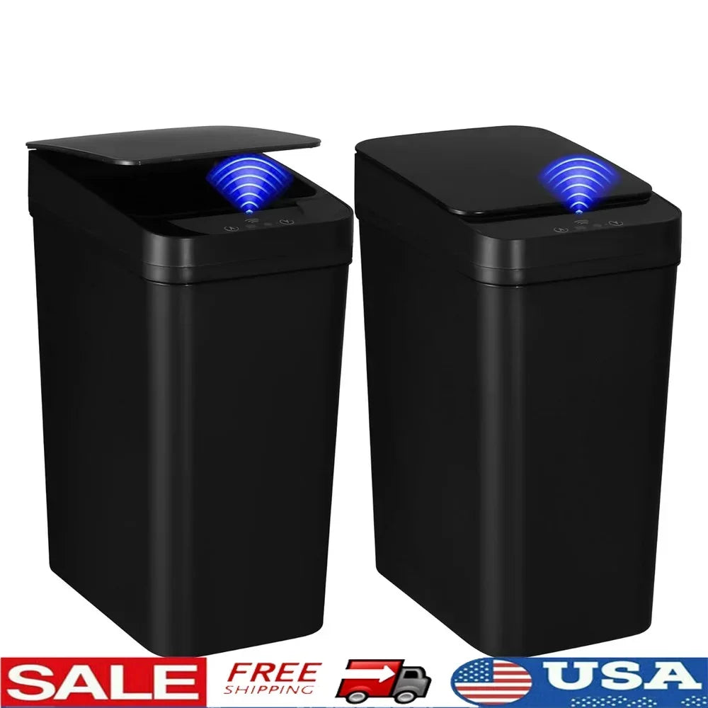 2 Pack Touchless Trash Can Automatic Motion Sensor Bin Smart Sensor Technology 11L Capacity Hygienic Convenient Kitchen Bathroom