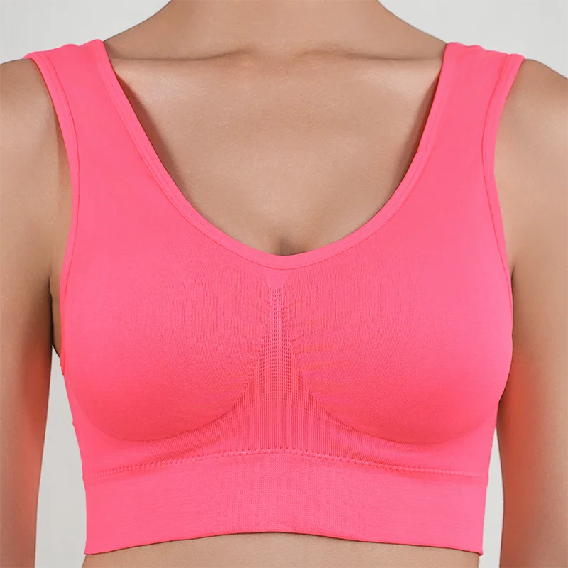 Women Breathable Sports Bra Absorb Sweat Shockproof Padded Gym Running Fitness Double Layer Seamless Yoga Sports Bras Underwear