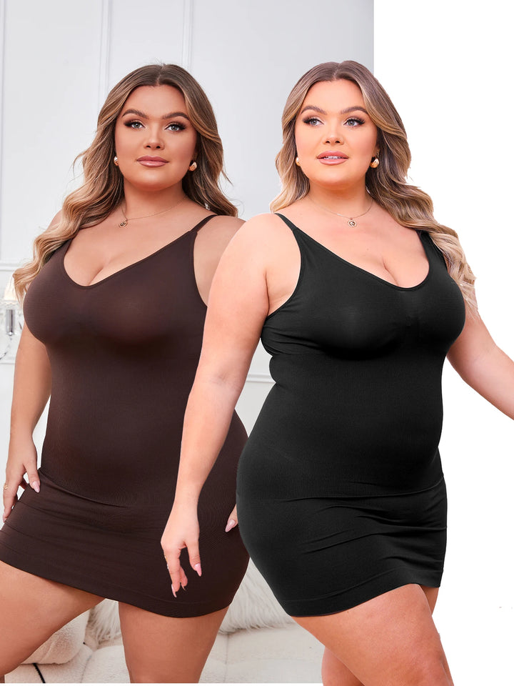 Women Shapewear Underwear Slip Dress V Neck Full Slip Plus Size Body Shaper Tummy Control Shapewear