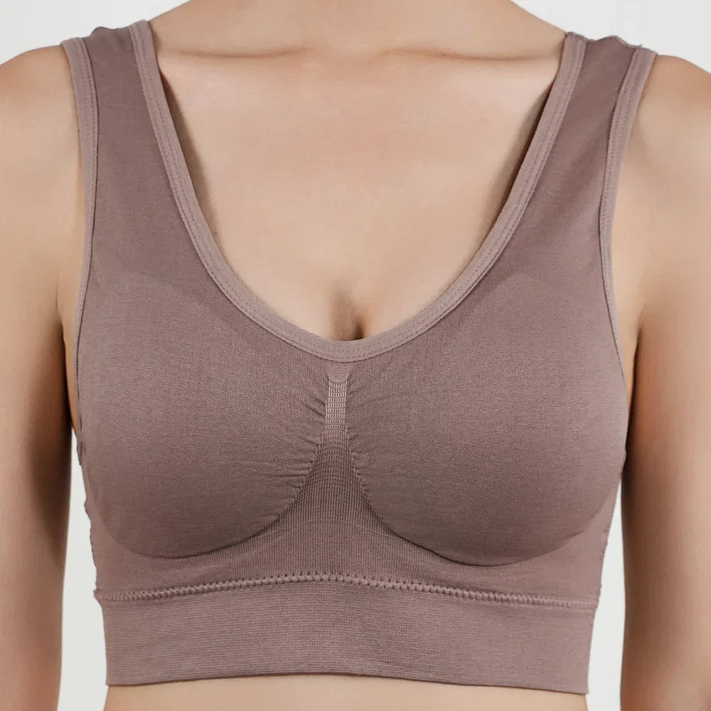 Women Breathable Sports Bra Absorb Sweat Shockproof Padded Gym Running Fitness Double Layer Seamless Yoga Sports Bras Underwear