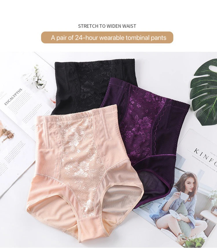 1pcs Women Belly Shaping Briefs Lace High Waist Abdomen Lifting Hip Pants Thin Slimming Panties Postpartum Shaper Underwear