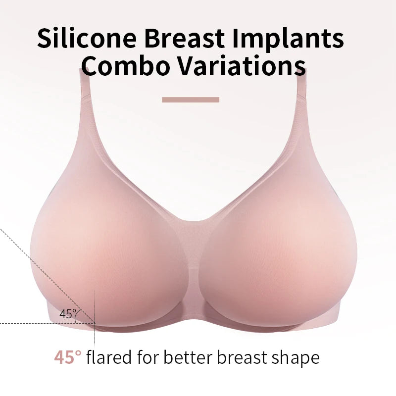 Large 2 In 1 Silicone Breast Pocket Bra Underwear Small Chest Becoming a Big Chest Pad Simulation Cartoon Chest Seamless