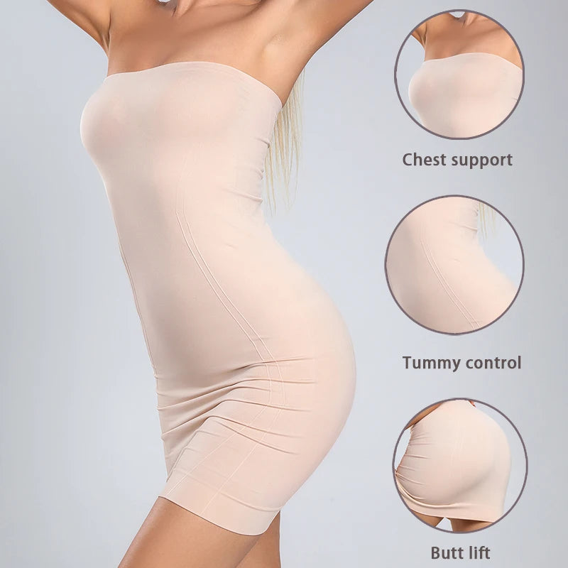 Strapless Shapewear Body Shaper for Women Tummy Control Full Slip Shapewear Under Dress