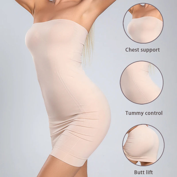 Strapless Shapewear Body Shaper for Women Tummy Control Full Slip Shapewear Under Dress