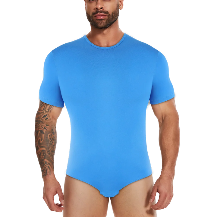 Mens Short Sleeve Full Body Shaper Bodysuit Tummy Control Romper Pajamas Waist Trainer Slimming Shapewear Underwear Undershirts
