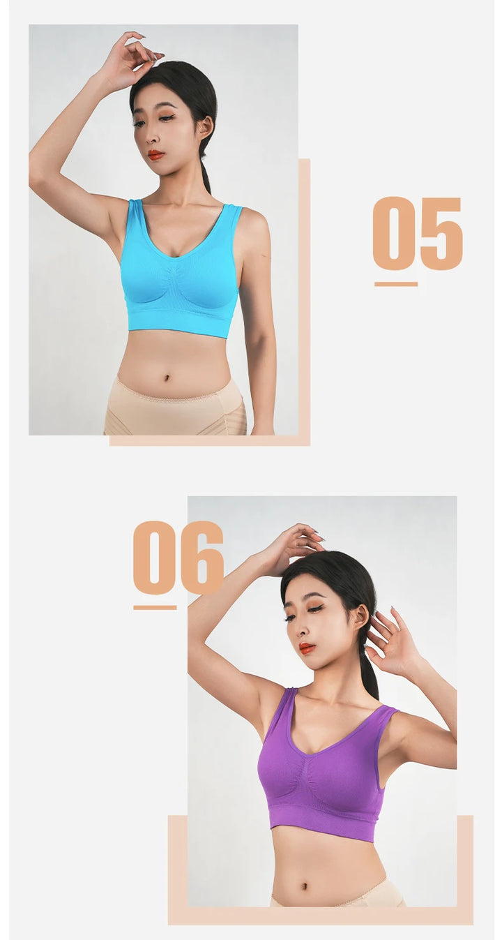 Women Breathable Sports Bra Absorb Sweat Shockproof Padded Gym Running Fitness Double Layer Seamless Yoga Sports Bras Underwear