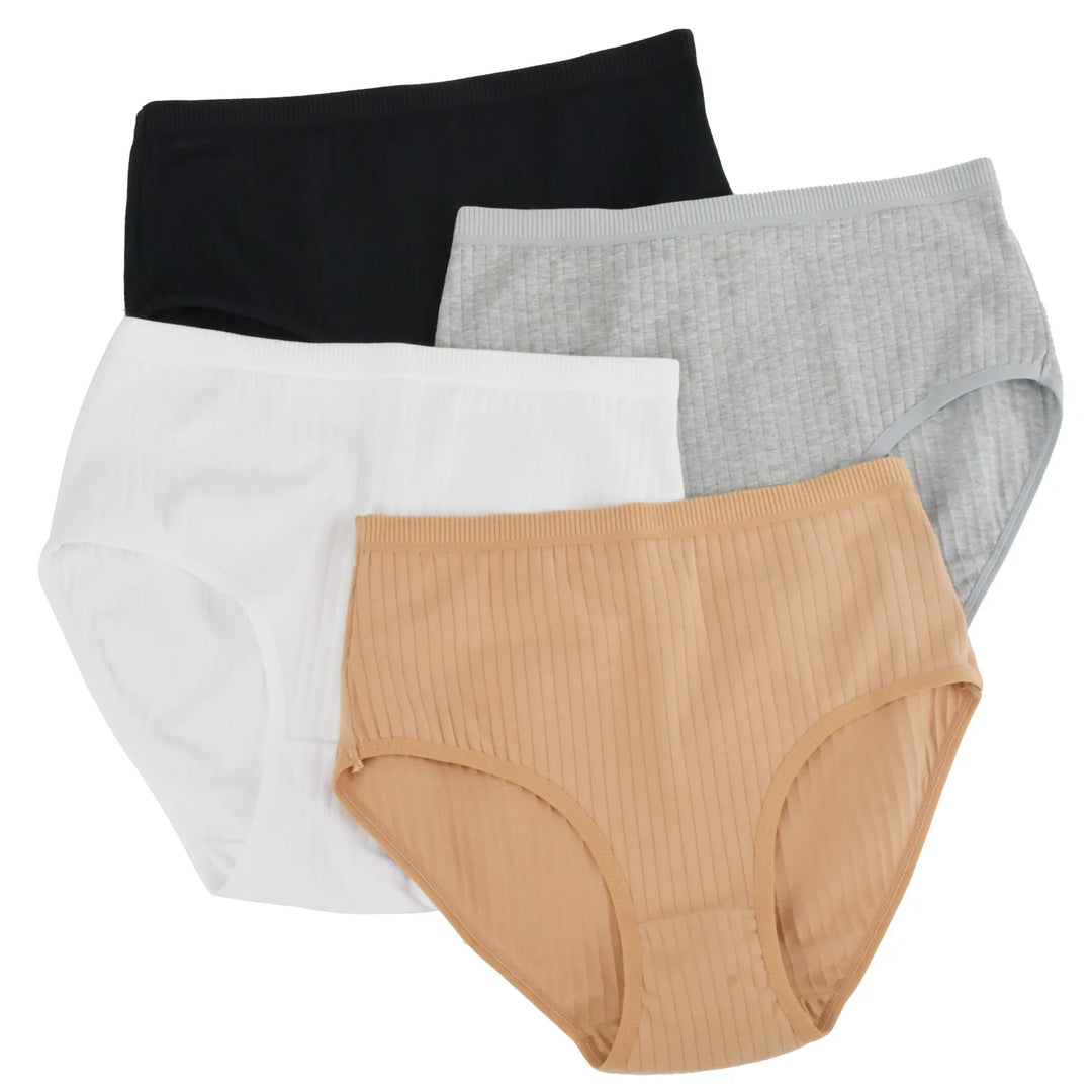 Women's High Waist Cotton Underwear Panties Striped Knitted Soft Breathable Underpants Intimate Lingerie Female Briefs Woman