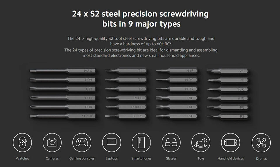 Xiaomi Mijia Electric Precision Screwdriver Magnetic Kit with 24 PCS Screw Heads Power Tools Sets for Smart Home PC Phone Repair