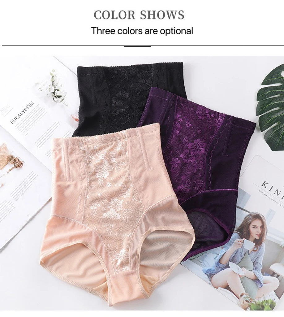 1pcs Women Belly Shaping Briefs Lace High Waist Abdomen Lifting Hip Pants Thin Slimming Panties Postpartum Shaper Underwear