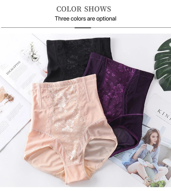 1pcs Women Belly Shaping Briefs Lace High Waist Abdomen Lifting Hip Pants Thin Slimming Panties Postpartum Shaper Underwear