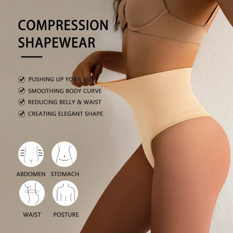 High Waist Tummy Control Panties Women Thong Panty Shaper Slimming Underwear Butt Lifter Belly Shaping Cincher Brief Body Shaper