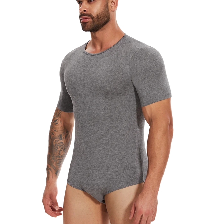 Mens Short Sleeve Full Body Shaper Bodysuit Tummy Control Romper Pajamas Waist Trainer Slimming Shapewear Underwear Undershirts