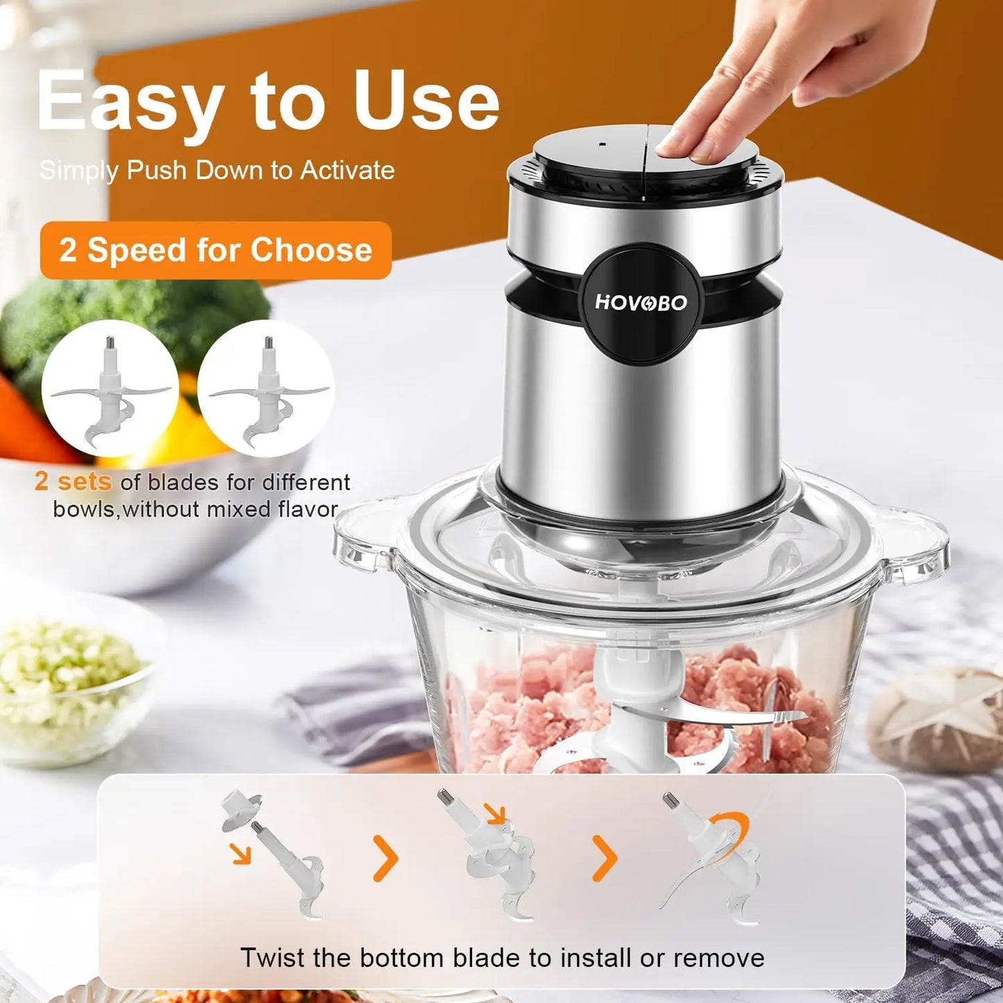 2 Speeds 500W Electric Food Processor 2L Meat Grinder Mincer kitchen Blender Food Processor Slicer Vegetable Food Chopper Meat