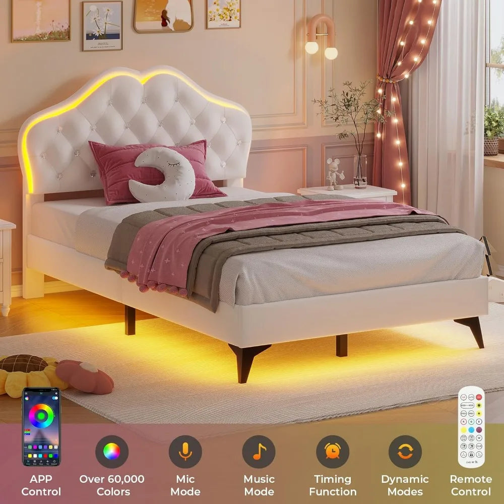 Twin LED Velvet Bed Frame